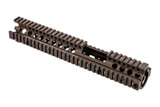 The Daniel Defense M4A1 RIS II Quad Rail Handguard 12.25 inch in FDE features a front sight post cutout